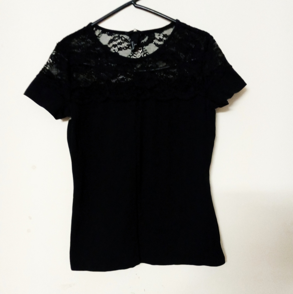 H&M lace t-shirt top blouse Sz L